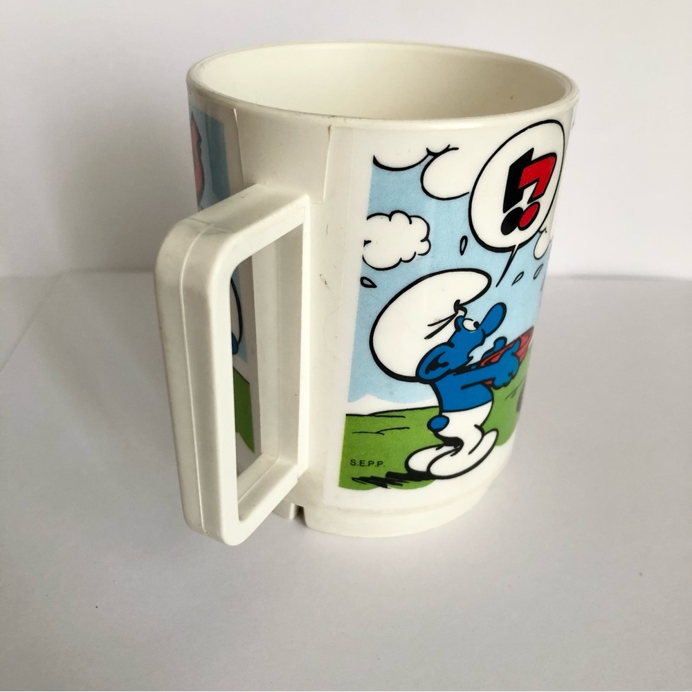 Smurfs Plastic cup mug Smurfette Snorkel Smurf cartoon 80's vintage USA - Picture 8 of 8